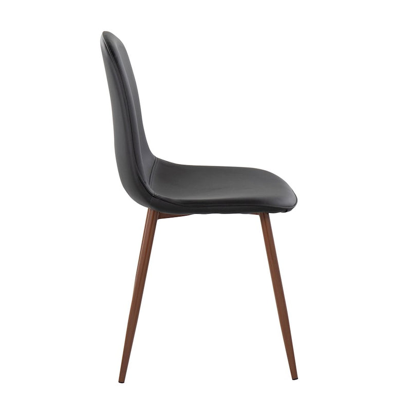 LumiSource Pebble Chair, Set of 2 in Walnut Metal/Black PU