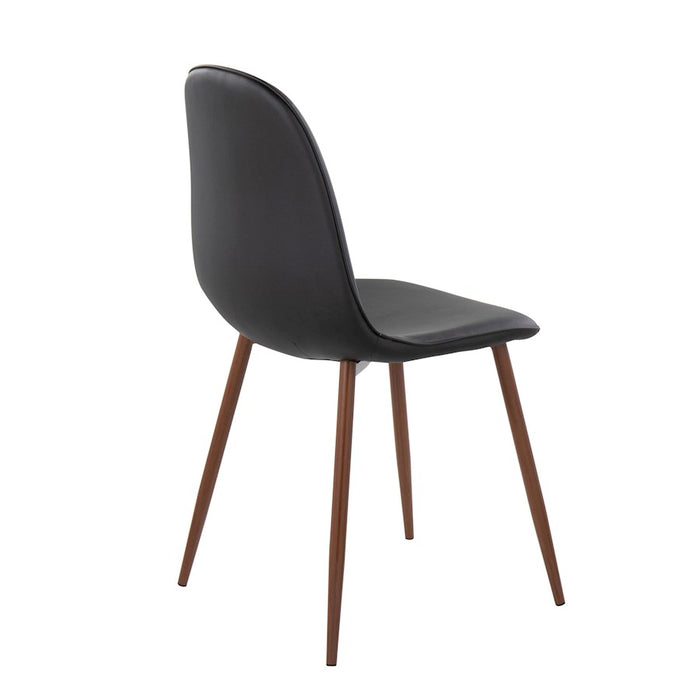 LumiSource Pebble Chair, Set of 2 in Walnut Metal/Black PU