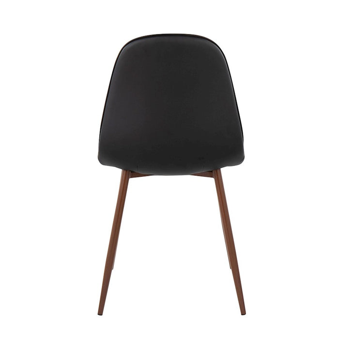 LumiSource Pebble Chair, Set of 2 in Walnut Metal/Black PU