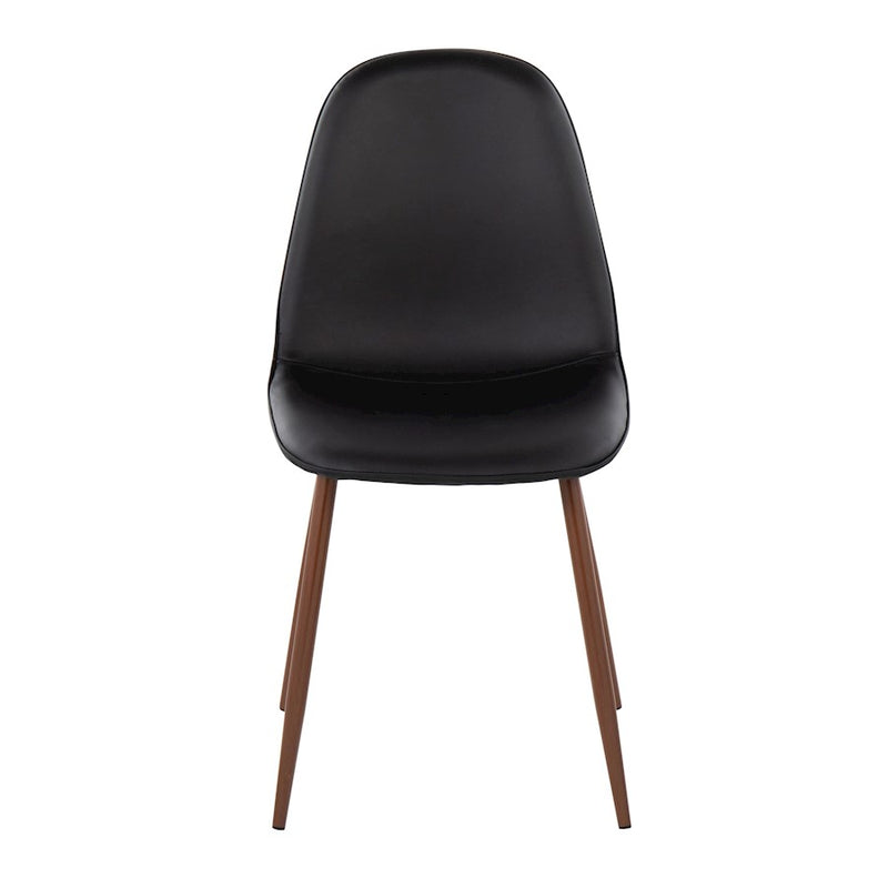 LumiSource Pebble Chair, Set of 2 in Walnut Metal/Black PU
