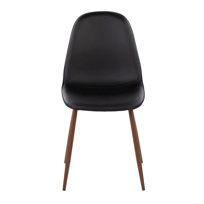 LumiSource Pebble Chair, Set of 2 in Walnut Metal/Black PU