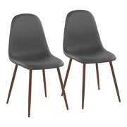 LumiSource Pebble Chair, Set of 2 in Walnut Metal/Grey PU - CH-PEBBLEWLPUGY2