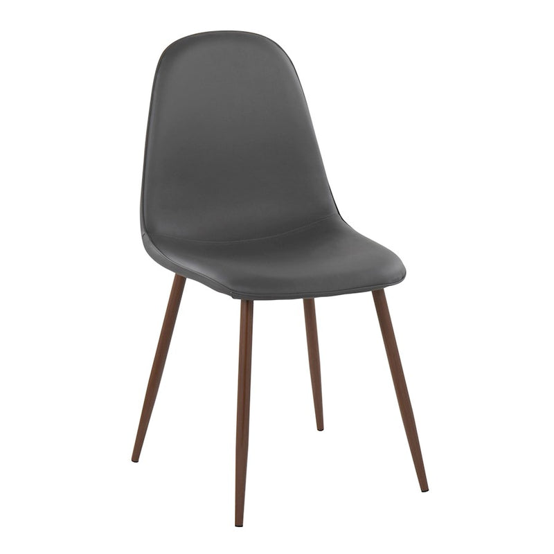 LumiSource Pebble Chair, Set of 2 in Walnut Metal/Grey PU