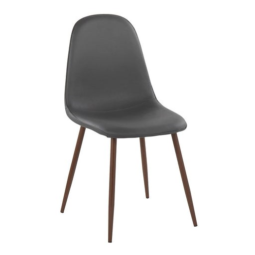 LumiSource Pebble Chair, Set of 2 in Walnut Metal/Grey PU