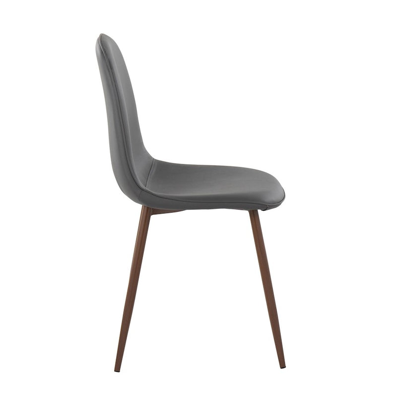 LumiSource Pebble Chair, Set of 2 in Walnut Metal/Grey PU