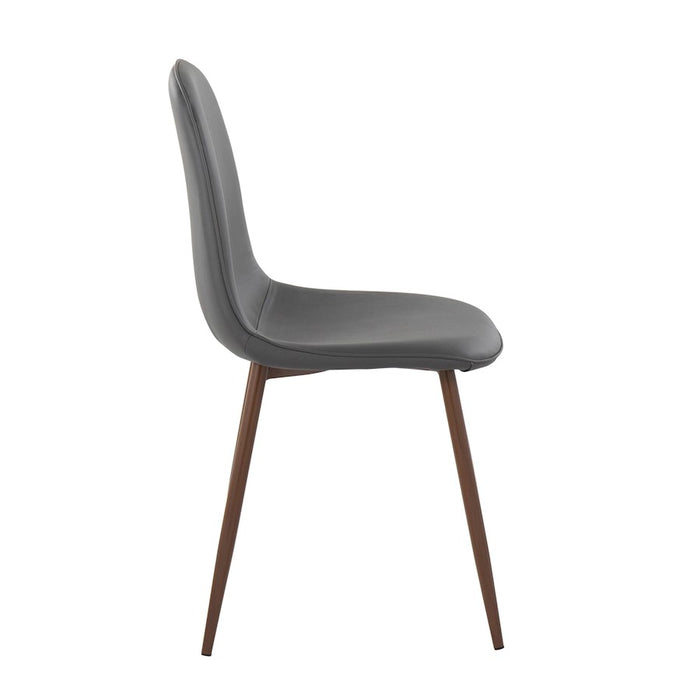 LumiSource Pebble Chair, Set of 2 in Walnut Metal/Grey PU