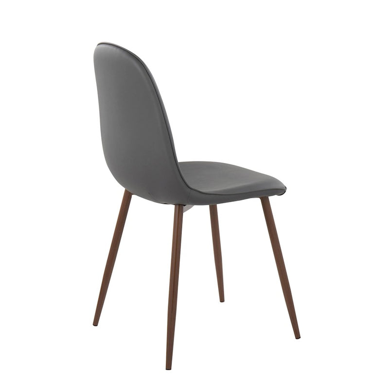 LumiSource Pebble Chair, Set of 2 in Walnut Metal/Grey PU
