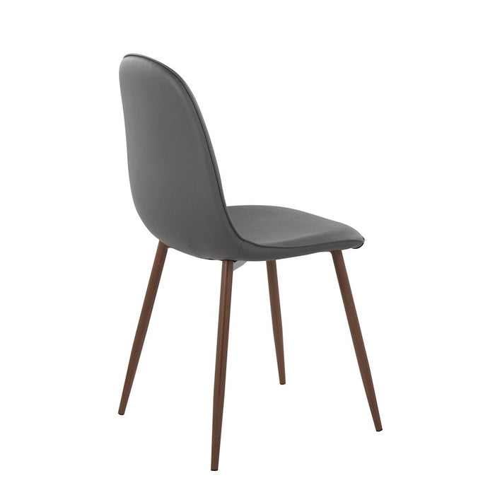 LumiSource Pebble Chair, Set of 2 in Walnut Metal/Grey PU