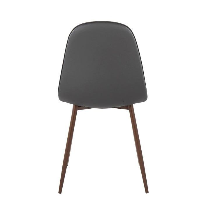 LumiSource Pebble Chair, Set of 2 in Walnut Metal/Grey PU