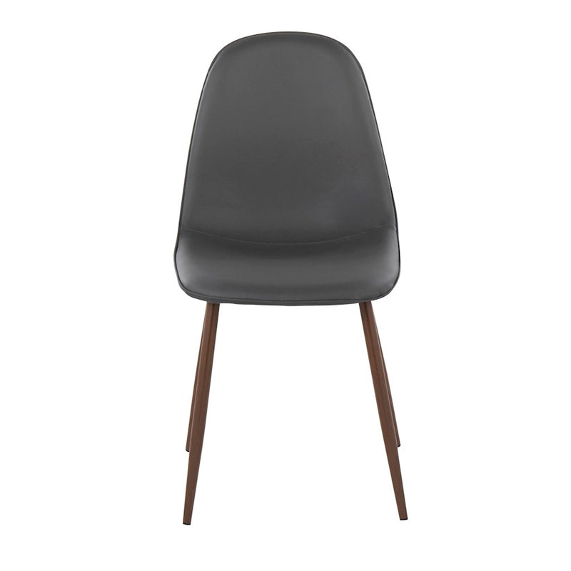 LumiSource Pebble Chair, Set of 2 in Walnut Metal/Grey PU