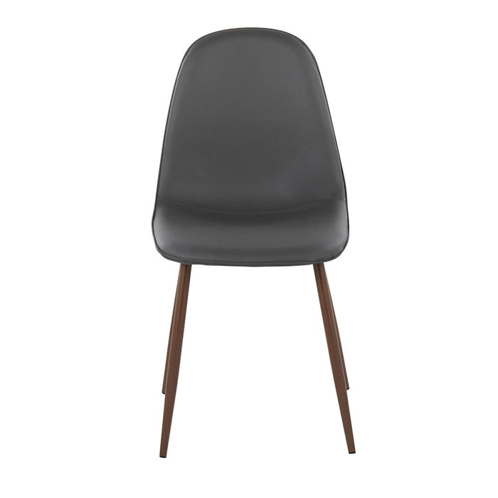 LumiSource Pebble Chair, Set of 2 in Walnut Metal/Grey PU