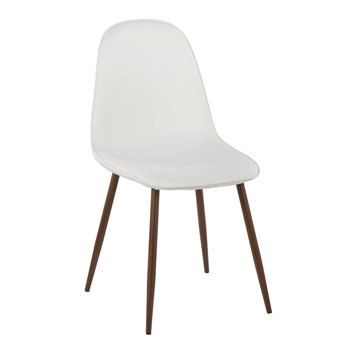LumiSource Pebble Chair, Set of 2 in Walnut Metal/White PU
