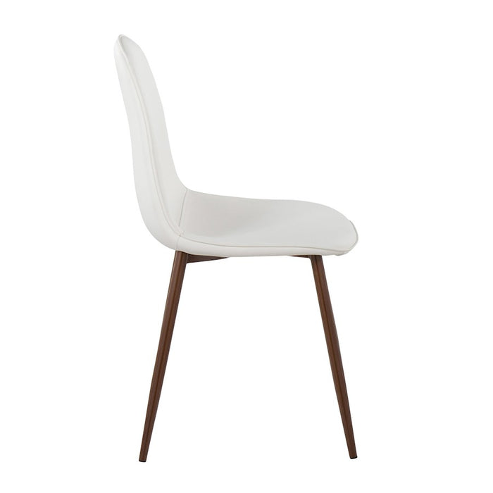 LumiSource Pebble Chair, Set of 2 in Walnut Metal/White PU