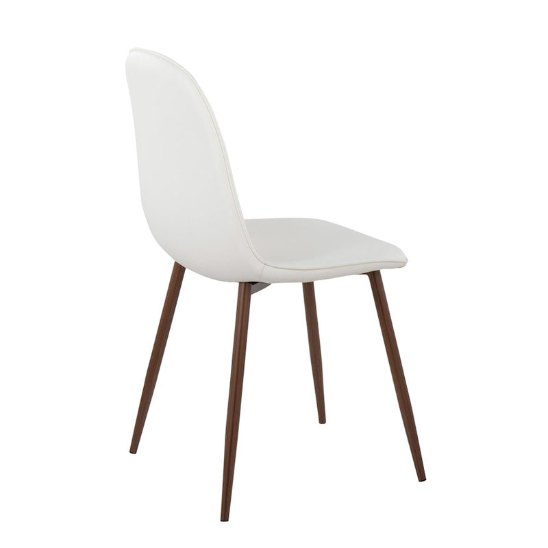 LumiSource Pebble Chair, Set of 2 in Walnut Metal/White PU