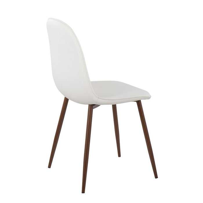 LumiSource Pebble Chair, Set of 2 in Walnut Metal/White PU