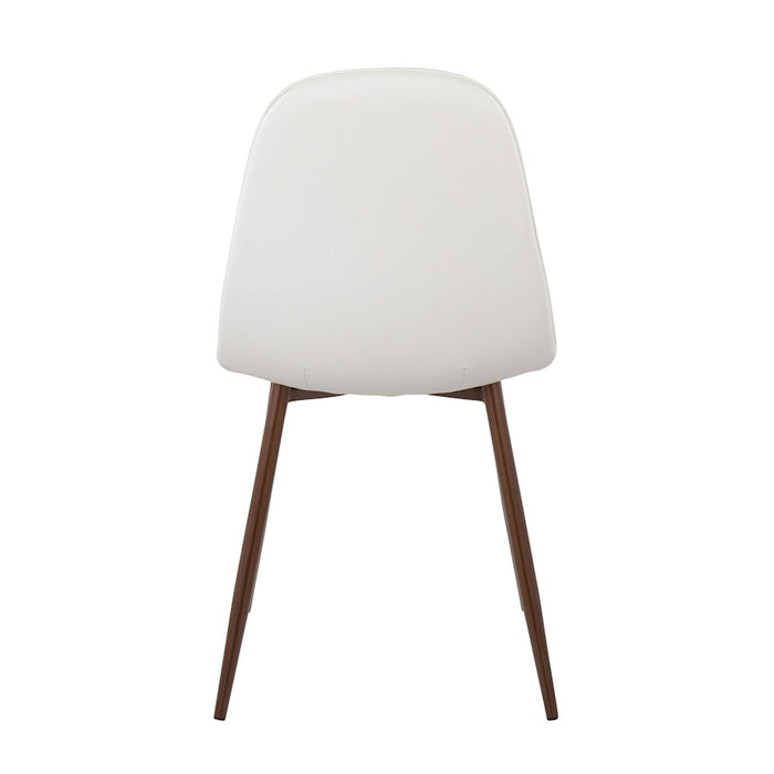LumiSource Pebble Chair, Set of 2 in Walnut Metal/White PU