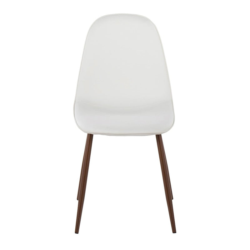LumiSource Pebble Chair, Set of 2 in Walnut Metal/White PU