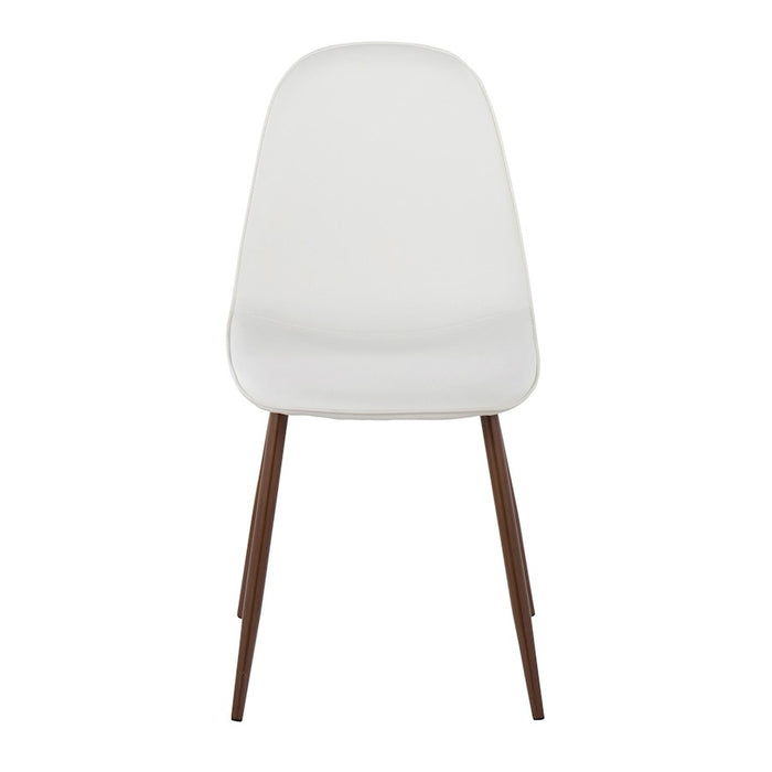 LumiSource Pebble Chair, Set of 2 in Walnut Metal/White PU