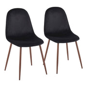 LumiSource Pebble Chair, Set of 2 in Walnut Metal/Black Velvet - CH-PEBBLEWLVBK2
