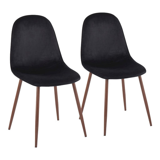 LumiSource Pebble Chair, Set of 2 in Walnut Metal/Black Velvet - CH-PEBBLEWLVBK2
