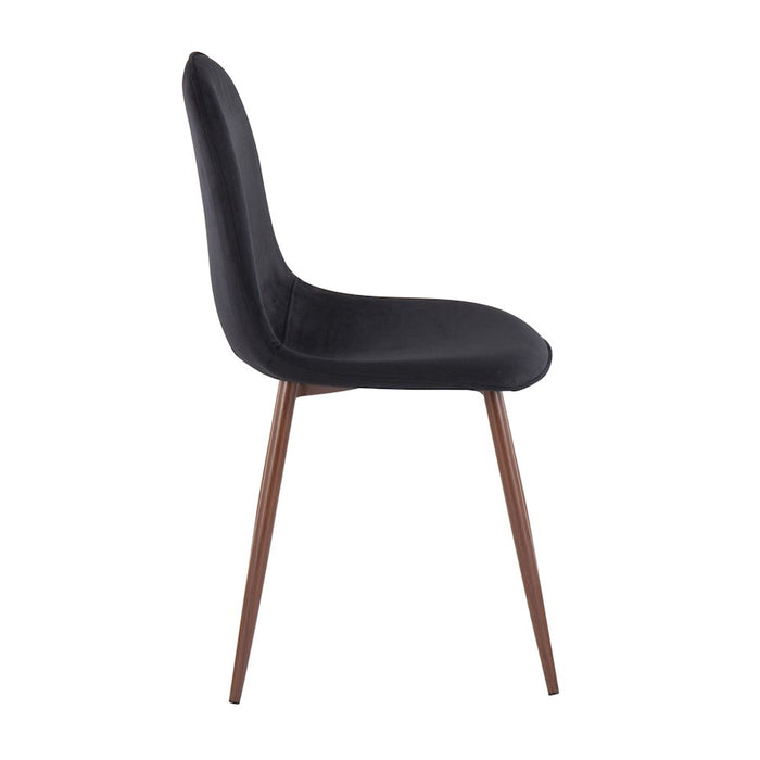 LumiSource Pebble Chair, Set of 2 in Walnut Metal/Black Velvet