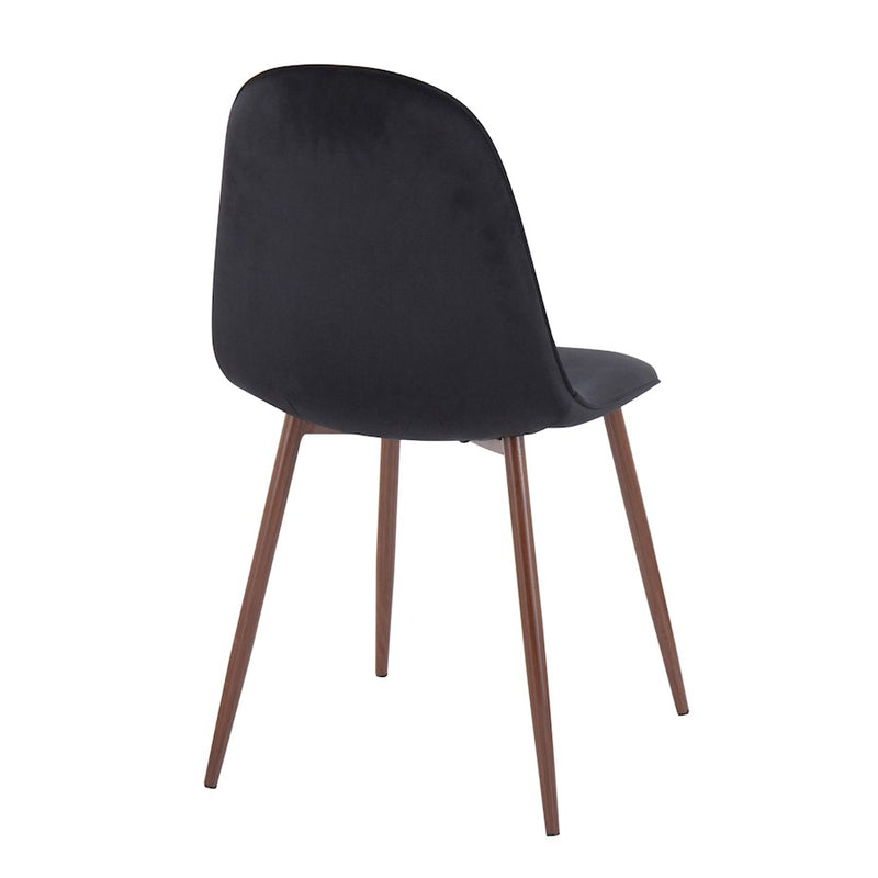LumiSource Pebble Chair, Set of 2 in Walnut Metal/Black Velvet