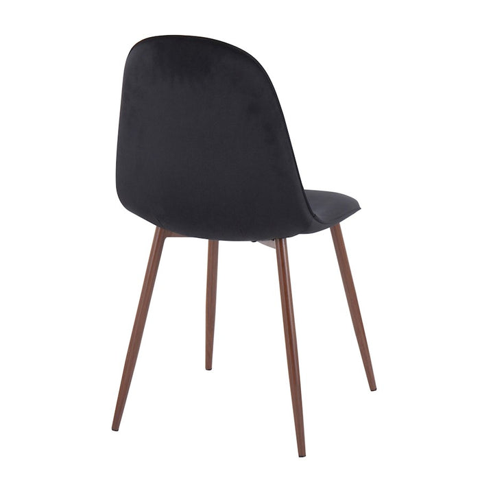 LumiSource Pebble Chair, Set of 2 in Walnut Metal/Black Velvet