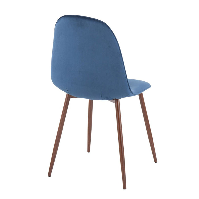 LumiSource Pebble Chair, Set of 2 in Walnut Metal/Blue Velvet