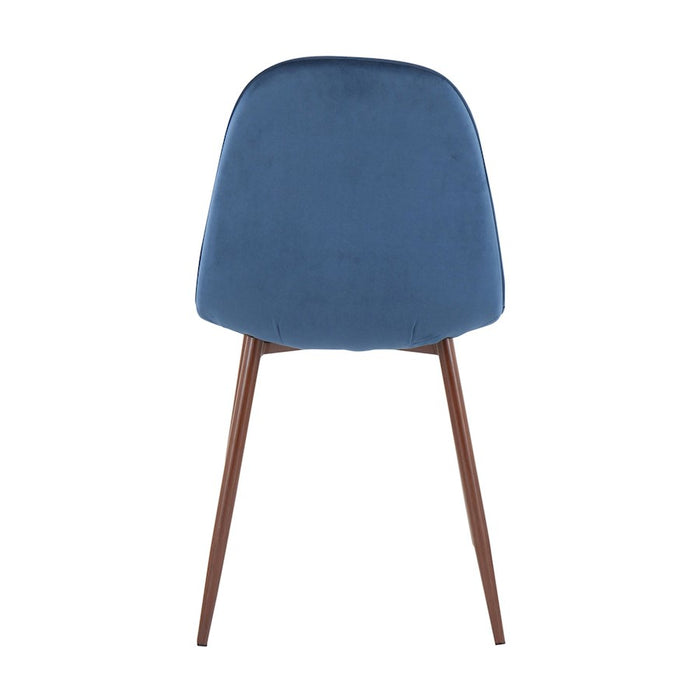 LumiSource Pebble Chair, Set of 2 in Walnut Metal/Blue Velvet