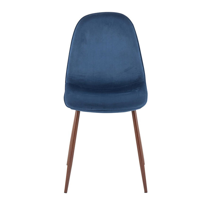 LumiSource Pebble Chair, Set of 2 in Walnut Metal/Blue Velvet