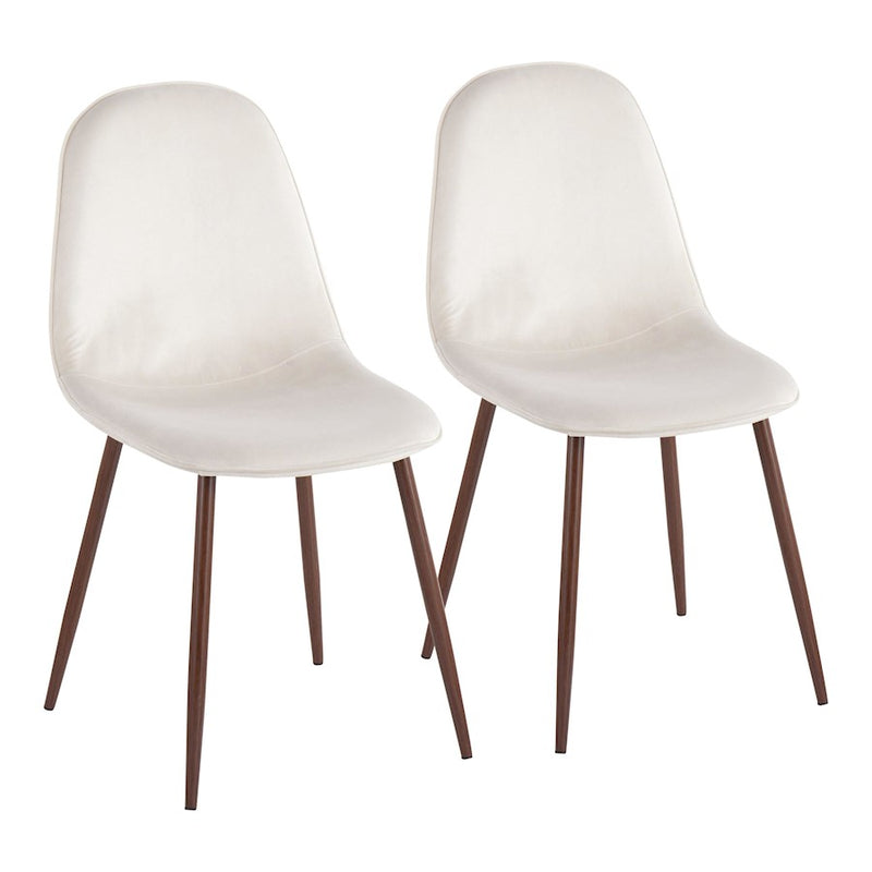 LumiSource Pebble Chair, Set of 2 in Walnut Metal/Cream Velvet - CH-PEBBLEWLVCR2