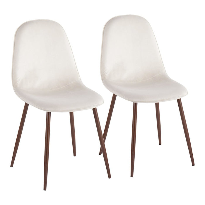 LumiSource Pebble Chair, Set of 2 in Walnut Metal/Cream Velvet - CH-PEBBLEWLVCR2