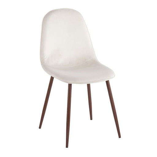 LumiSource Pebble Chair, Set of 2 in Walnut Metal/Cream Velvet