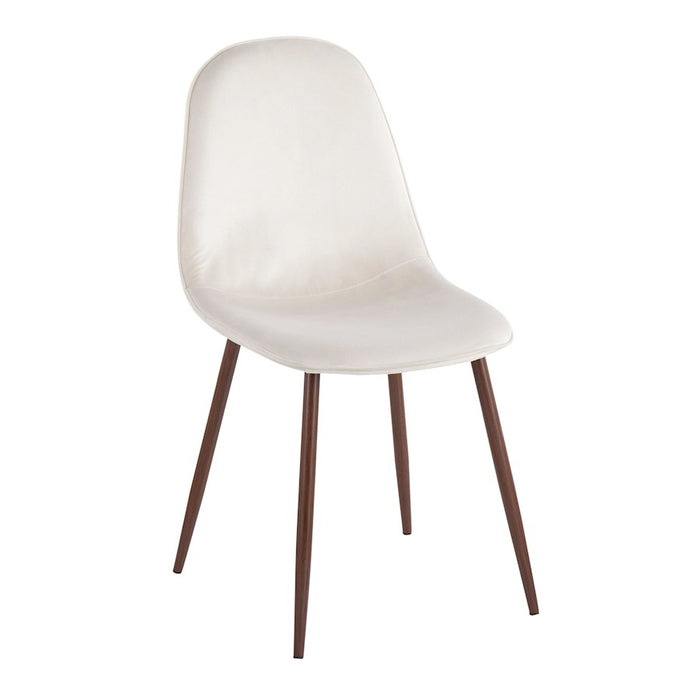 LumiSource Pebble Chair, Set of 2 in Walnut Metal/Cream Velvet