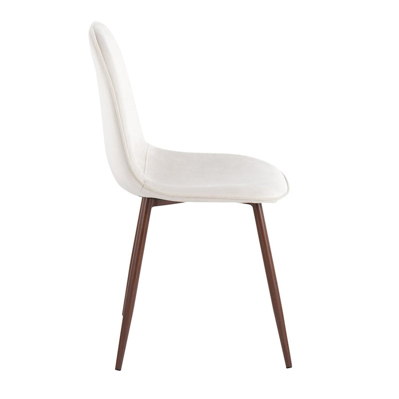 LumiSource Pebble Chair, Set of 2 in Walnut Metal/Cream Velvet