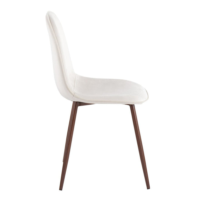 LumiSource Pebble Chair, Set of 2 in Walnut Metal/Cream Velvet