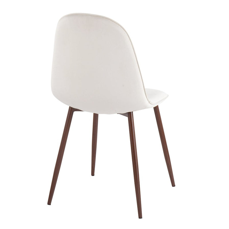 LumiSource Pebble Chair, Set of 2 in Walnut Metal/Cream Velvet