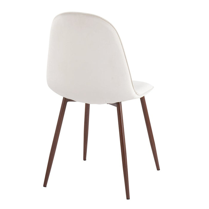 LumiSource Pebble Chair, Set of 2 in Walnut Metal/Cream Velvet