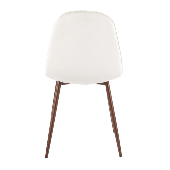 LumiSource Pebble Chair, Set of 2 in Walnut Metal/Cream Velvet