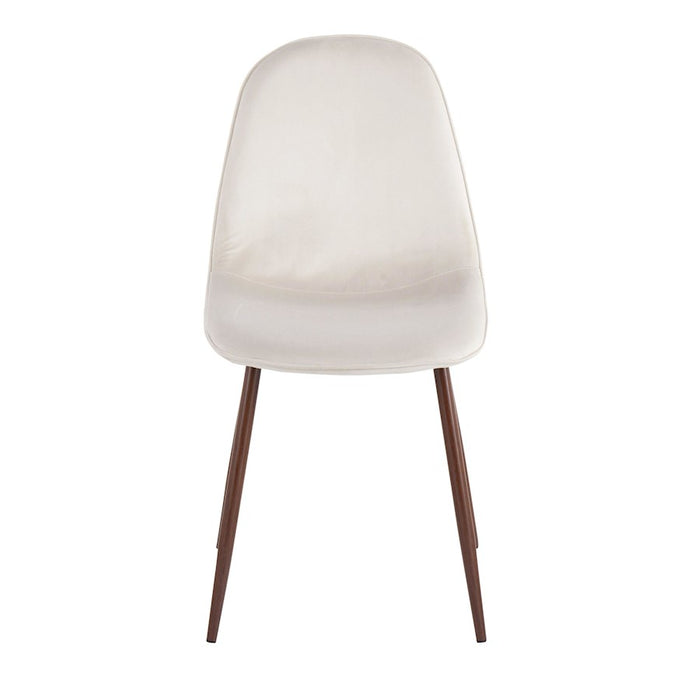 LumiSource Pebble Chair, Set of 2 in Walnut Metal/Cream Velvet