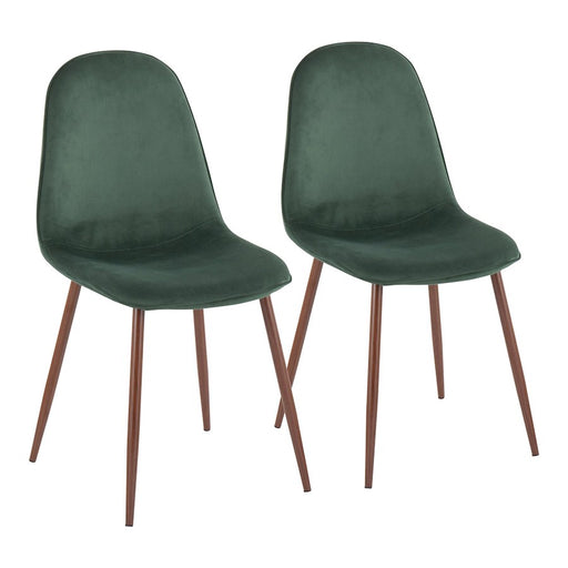 LumiSource Pebble Chair, Set of 2 in Walnut Metal/Green Velvet - CH-PEBBLEWLVGN2