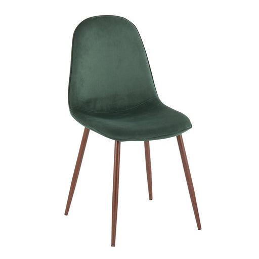 LumiSource Pebble Chair, Set of 2 in Walnut Metal/Green Velvet