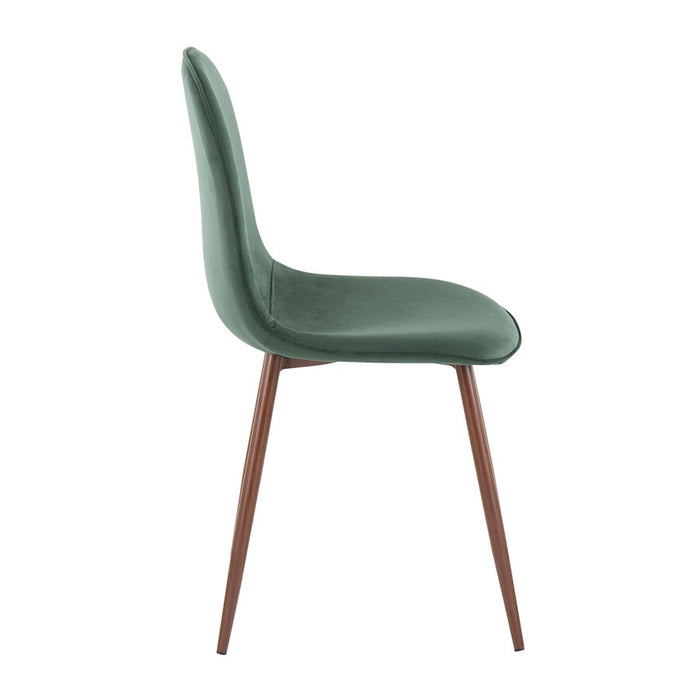 LumiSource Pebble Chair, Set of 2 in Walnut Metal/Green Velvet