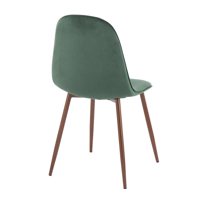 LumiSource Pebble Chair, Set of 2 in Walnut Metal/Green Velvet