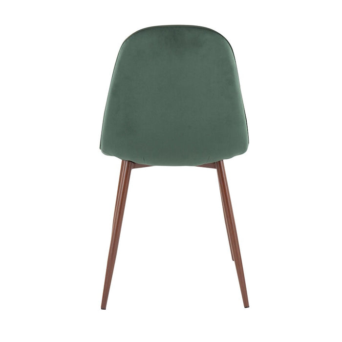 LumiSource Pebble Chair, Set of 2 in Walnut Metal/Green Velvet