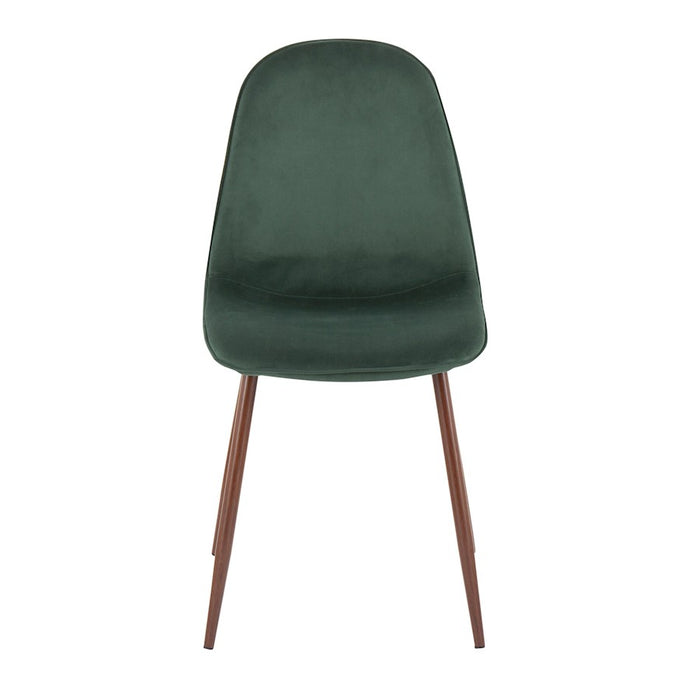 LumiSource Pebble Chair, Set of 2 in Walnut Metal/Green Velvet