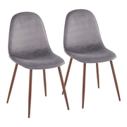 LumiSource Pebble Chair, Set of 2 in Walnut Metal/Grey Velvet - CH-PEBBLEWLVGY2