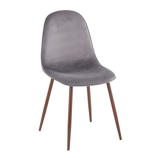 LumiSource Pebble Chair, Set of 2 in Walnut Metal/Grey Velvet