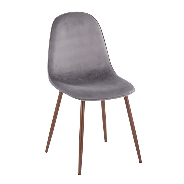 LumiSource Pebble Chair, Set of 2 in Walnut Metal/Grey Velvet