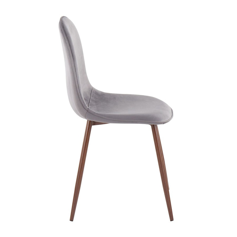 LumiSource Pebble Chair, Set of 2 in Walnut Metal/Grey Velvet